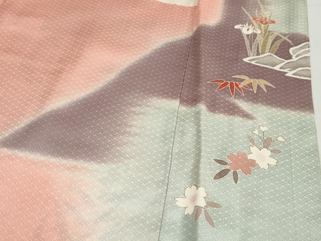 平和屋着物●訪問着　作家物　流水草花籬文　暈し染め　金彩　正絹　逸品　DABC2023ud