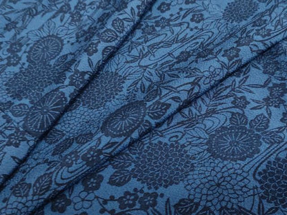 平和屋着物●本藍　型絵染め　小紋　流水草花文　西武百貨店扱い　正絹　逸品　未使用　DABC2025ud