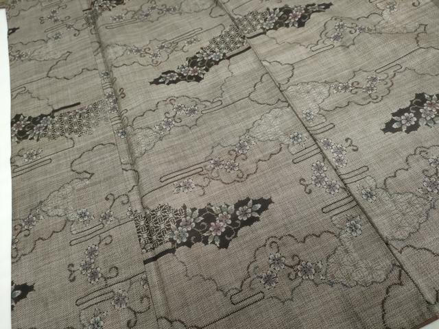 平和屋着物●本場大島紬　9マルキ　雲取り草花文　正絹　逸品　DABC2030ud