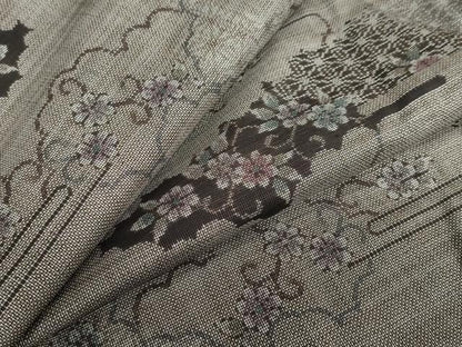 平和屋着物●本場大島紬　9マルキ　雲取り草花文　正絹　逸品　DABC2030ud