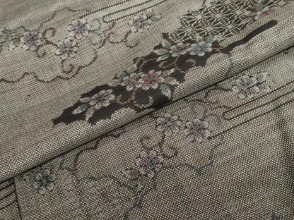 平和屋着物●本場大島紬　9マルキ　雲取り草花文　正絹　逸品　DABC2030ud