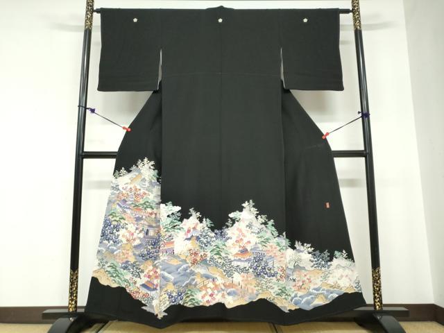 平和屋着物●本加賀友禅作家　土田外男　黒留袖　立波風景文　正絹　逸品　DABC2031ud