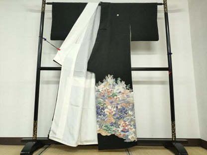 平和屋着物●本加賀友禅作家　土田外男　黒留袖　立波風景文　正絹　逸品　DABC2031ud