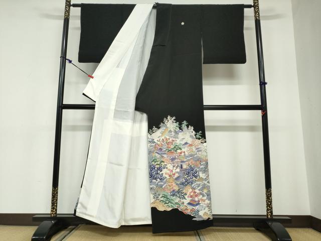 平和屋着物●本加賀友禅作家　土田外男　黒留袖　立波風景文　正絹　逸品　DABC2031ud