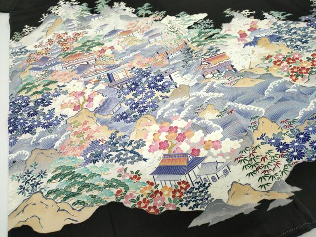 平和屋着物●本加賀友禅作家　土田外男　黒留袖　立波風景文　正絹　逸品　DABC2031ud