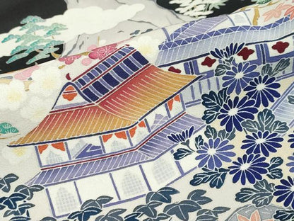 平和屋着物●本加賀友禅作家　土田外男　黒留袖　立波風景文　正絹　逸品　DABC2031ud