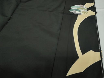平和屋着物●豪華黒留袖　作家物　駒刺繍　束ね熨斗花鳥文　金銀彩　仮絵羽　正絹　逸品　未使用　DABC2033ud