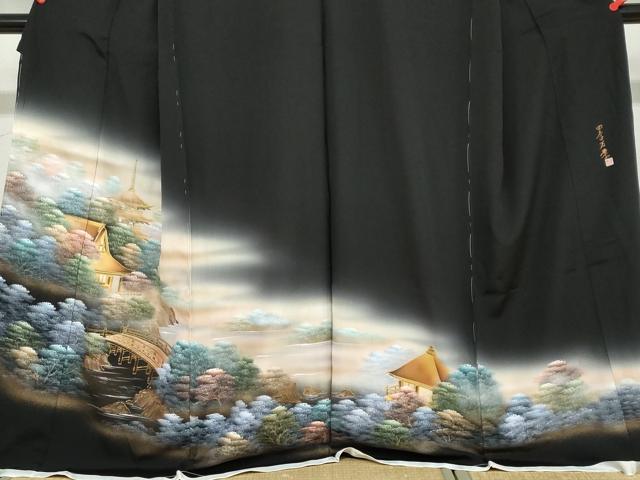 平和屋着物●豪華黒留袖　作家物　四季万葉　暈し染め　金銀彩　仮絵羽　正絹　逸品　未使用　DABC2034ud