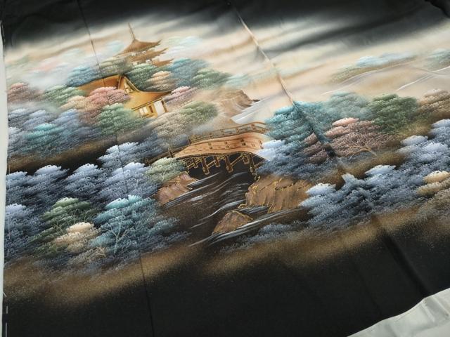 平和屋着物●豪華黒留袖　作家物　四季万葉　暈し染め　金銀彩　仮絵羽　正絹　逸品　未使用　DABC2034ud