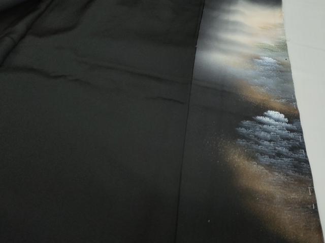 平和屋着物●豪華黒留袖　作家物　四季万葉　暈し染め　金銀彩　仮絵羽　正絹　逸品　未使用　DABC2034ud