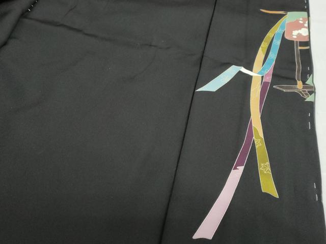 平和屋着物●豪華黒留袖　駒刺繍　誰が袖鳳凰草花文　金彩　仮絵羽　正絹　逸品　未使用　DABC2035ud