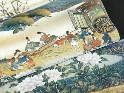 平和屋着物●豪華黒留袖　御所車人物風景文　金彩　仮絵羽　正絹　逸品　未使用　DABC2036ud