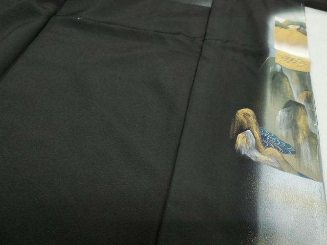 平和屋着物●豪華黒留袖　御所車人物風景文　金彩　仮絵羽　正絹　逸品　未使用　DABC2036ud