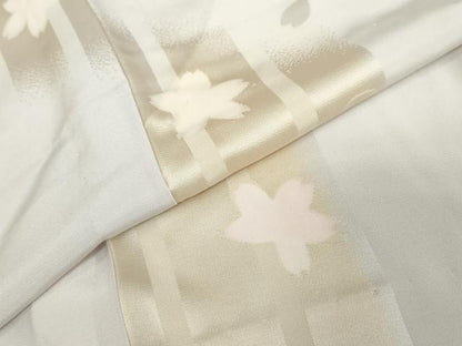 平和屋着物●長襦袢 無双仕立て 舞桜文 正絹 逸品 DABC2045ud