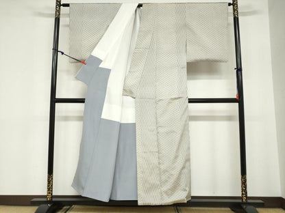 平和屋着物●訪問着　お召地　麻の葉文様　正絹　逸品　DABC2047ud