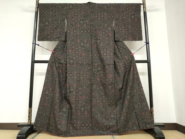 平和屋着物●本場大島紬　9マルキ　切嵌洋花文　正絹　逸品　未使用　DABC2048ud