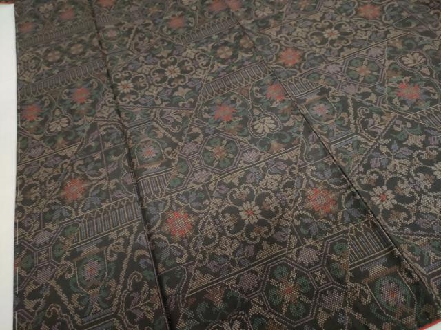 平和屋着物●本場大島紬　9マルキ　切嵌洋花文　正絹　逸品　未使用　DABC2048ud