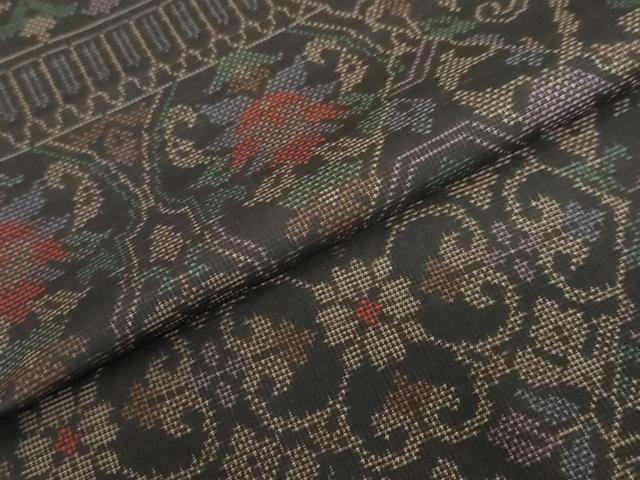 平和屋着物●本場大島紬　9マルキ　切嵌洋花文　正絹　逸品　未使用　DABC2048ud
