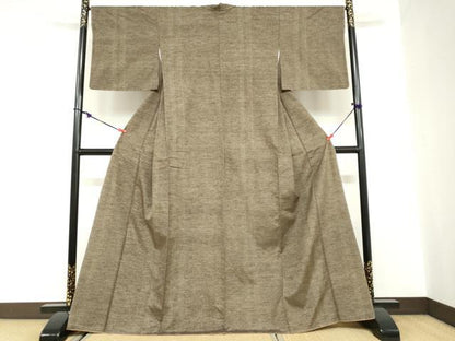 平和屋着物●上質な紬　80亀甲　間道　正絹　逸品　未使用　DABC2049ud