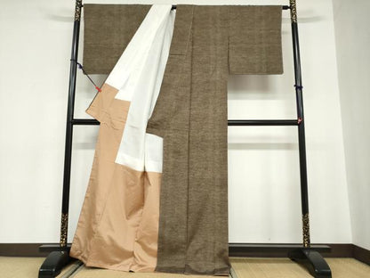 平和屋着物●上質な紬　80亀甲　間道　正絹　逸品　未使用　DABC2049ud