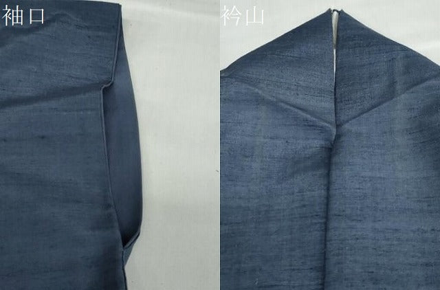 平和屋着物●結城紬　深縹色　正絹　逸品　DABC2050ud