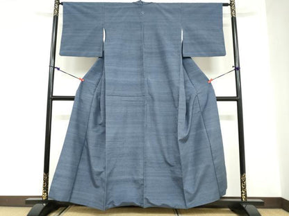平和屋着物●結城紬　深縹色　正絹　逸品　DABC2050ud