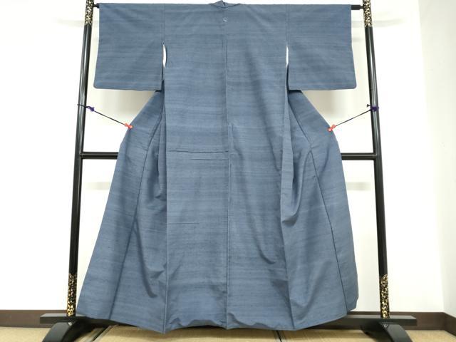 平和屋着物●結城紬　深縹色　正絹　逸品　DABC2050ud