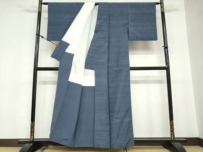 平和屋着物●結城紬　深縹色　正絹　逸品　DABC2050ud