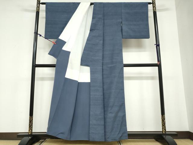 平和屋着物●結城紬　深縹色　正絹　逸品　DABC2050ud
