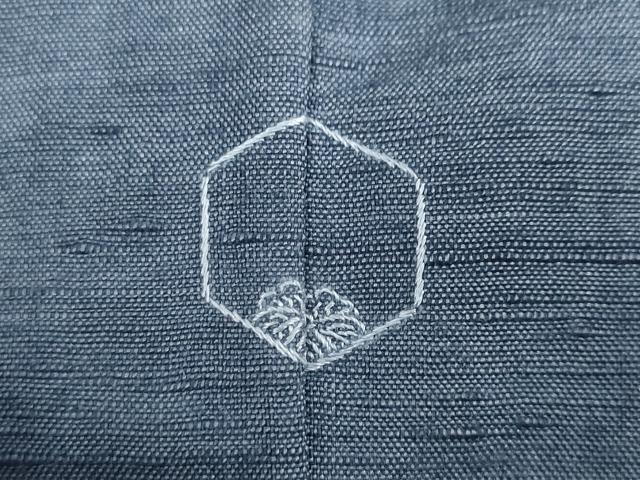平和屋着物●結城紬　深縹色　正絹　逸品　DABC2050ud