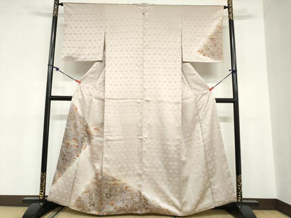 平和屋着物●訪問着　刺繍　草花文　金彩　正絹　逸品　DABC2052ud