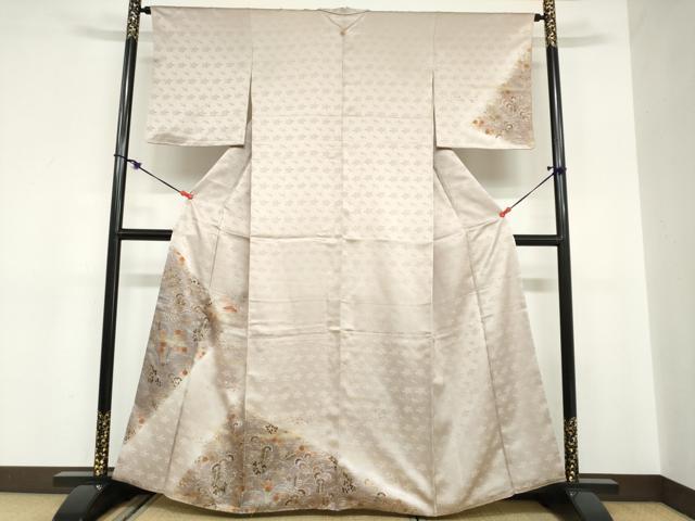 平和屋着物●訪問着　刺繍　草花文　金彩　正絹　逸品　DABC2052ud