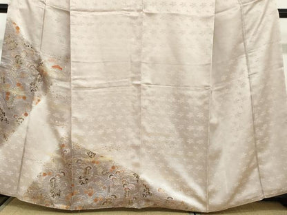平和屋着物●訪問着　刺繍　草花文　金彩　正絹　逸品　DABC2052ud