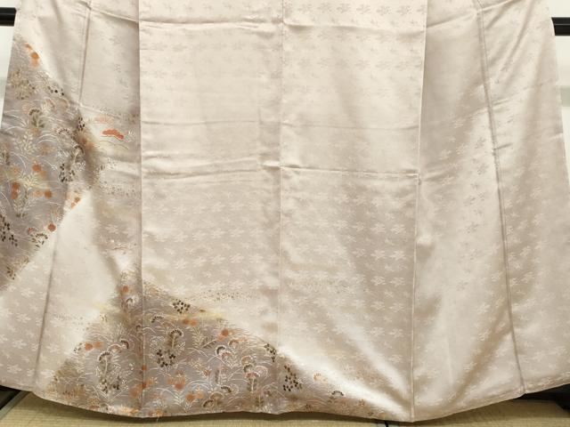 平和屋着物●訪問着　刺繍　草花文　金彩　正絹　逸品　DABC2052ud