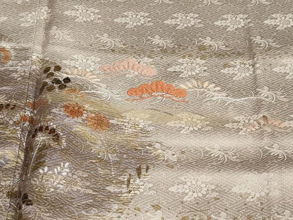 平和屋着物●訪問着　刺繍　草花文　金彩　正絹　逸品　DABC2052ud