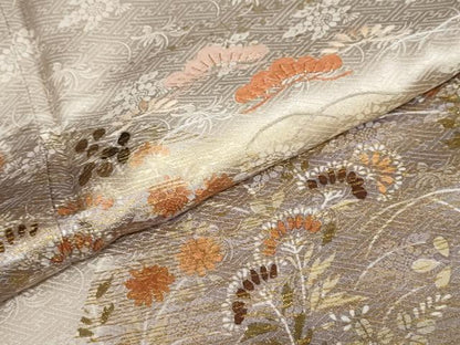 平和屋着物●訪問着　刺繍　草花文　金彩　正絹　逸品　DABC2052ud