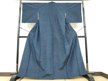 平和屋着物●上質な紬　紺色　正絹　逸品　DABC2054ud