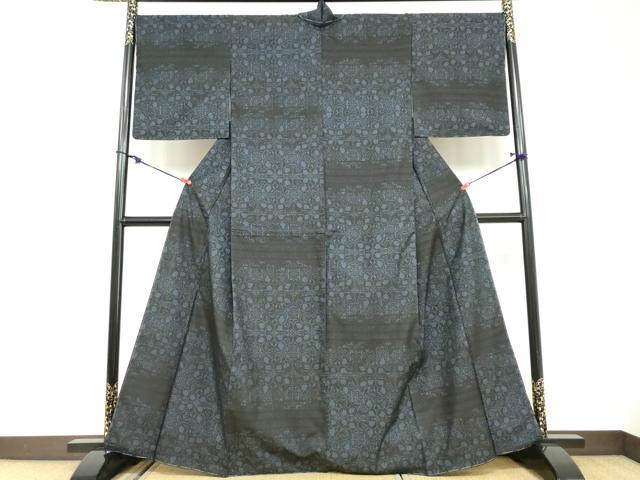 平和屋着物●本場大島紬　9マルキ　更紗花唐草文　正絹　逸品　未使用　DABC2055ud