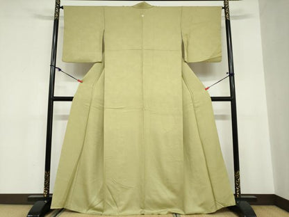 平和屋着物●上質な色無地　苗色　正絹　逸品　DABC2057ud