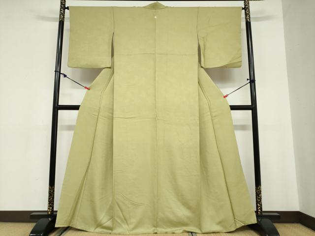 平和屋着物●上質な色無地　苗色　正絹　逸品　DABC2057ud