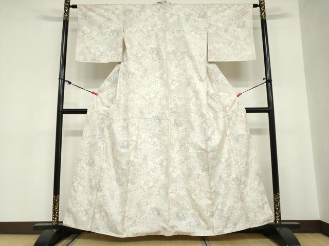平和屋着物●本場大島紬　白大島　9マルキ　草花文　正絹　逸品　DABC2058ud