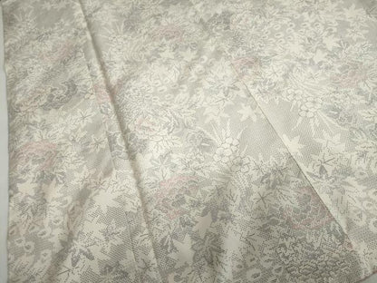 平和屋着物●本場大島紬　白大島　9マルキ　草花文　正絹　逸品　DABC2058ud