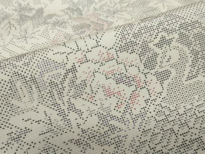 平和屋着物●本場大島紬　白大島　9マルキ　草花文　正絹　逸品　DABC2058ud