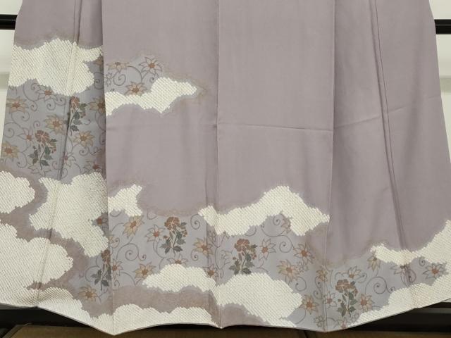 平和屋着物●訪問着 絞り 雲取り草花文 金彩 三越扱い 正絹 逸品 DABC2060ud