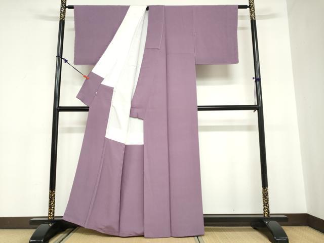 平和屋着物●上質な色無地　古代紫色　正絹　逸品　DABC2061ud