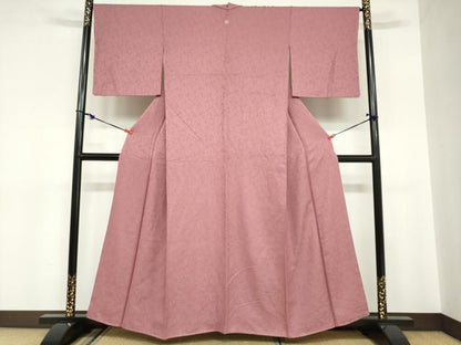 平和屋着物●上質な色無地　南天地紋　長春色　正絹　逸品　未使用　DABC2063ud