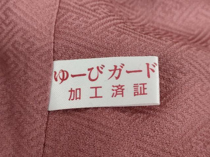 平和屋着物●上質な色無地　南天地紋　長春色　正絹　逸品　未使用　DABC2063ud