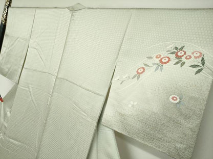 平和屋着物●訪問着　草花文　金彩　正絹　逸品　DABC2064ud
