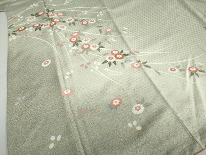 平和屋着物●訪問着　草花文　金彩　正絹　逸品　DABC2064ud