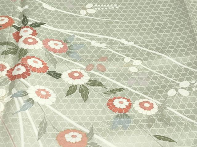 平和屋着物●訪問着　草花文　金彩　正絹　逸品　DABC2064ud